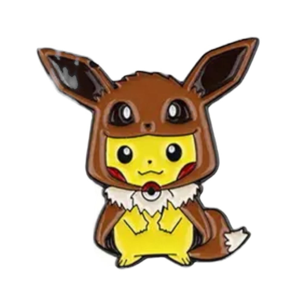 Cartoon Poncho Pikachu Eevee pokemon enamel pin